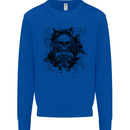 Three Skulls Demon Biker Gothic Tattoo Kids Sweatshirt Jumper Royal Blue