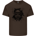 Three Skulls Demon Biker Gothic Tattoo Kids T-Shirt Childrens Chocolate