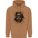 Three Skulls Demon Biker Gothic Tattoo Mens 80% Cotton Hoodie Caramel Latte