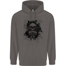 Three Skulls Demon Biker Gothic Tattoo Mens 80% Cotton Hoodie Charcoal