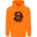 Three Skulls Demon Biker Gothic Tattoo Mens 80% Cotton Hoodie Orange