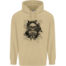 Three Skulls Demon Biker Gothic Tattoo Mens 80% Cotton Hoodie Sand