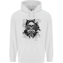 Three Skulls Demon Biker Gothic Tattoo Mens 80% Cotton Hoodie White