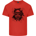 Three Skulls Demon Biker Gothic Tattoo Mens Cotton T-Shirt Tee Top Red