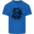 Three Skulls Demon Biker Gothic Tattoo Mens Cotton T-Shirt Tee Top Royal Blue