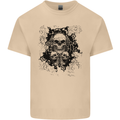 Three Skulls Demon Biker Gothic Tattoo Mens Cotton T-Shirt Tee Top Sand