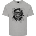 Three Skulls Demon Biker Gothic Tattoo Mens Cotton T-Shirt Tee Top Sports Grey