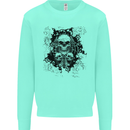 Three Skulls Demon Biker Gothic Tattoo Mens Sweatshirt Jumper Peppermint