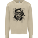 Three Skulls Demon Biker Gothic Tattoo Mens Sweatshirt Jumper Sand