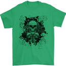Three Skulls Demon Biker Gothic Tattoo Mens T-Shirt Cotton Gildan Irish Green