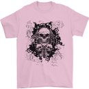 Three Skulls Demon Biker Gothic Tattoo Mens T-Shirt Cotton Gildan Light Pink