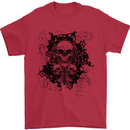 Three Skulls Demon Biker Gothic Tattoo Mens T-Shirt Cotton Gildan Red