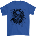 Three Skulls Demon Biker Gothic Tattoo Mens T-Shirt Cotton Gildan Royal Blue