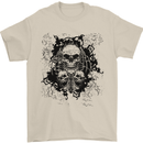 Three Skulls Demon Biker Gothic Tattoo Mens T-Shirt Cotton Gildan Sand