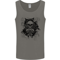 Three Skulls Demon Biker Gothic Tattoo Mens Vest Tank Top Charcoal