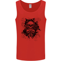 Three Skulls Demon Biker Gothic Tattoo Mens Vest Tank Top Red