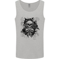 Three Skulls Demon Biker Gothic Tattoo Mens Vest Tank Top Sports Grey