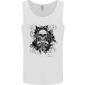Three Skulls Demon Biker Gothic Tattoo Mens Vest Tank Top White