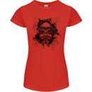 Three Skulls Demon Biker Gothic Tattoo Womens Petite Cut T-Shirt Red