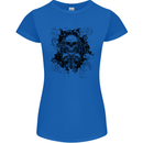 Three Skulls Demon Biker Gothic Tattoo Womens Petite Cut T-Shirt Royal Blue