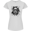 Three Skulls Demon Biker Gothic Tattoo Womens Petite Cut T-Shirt White