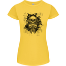 Three Skulls Demon Biker Gothic Tattoo Womens Petite Cut T-Shirt Yellow
