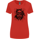 Three Skulls Demon Biker Gothic Tattoo Womens Wider Cut T-Shirt Red