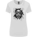 Three Skulls Demon Biker Gothic Tattoo Womens Wider Cut T-Shirt White