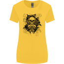Three Skulls Demon Biker Gothic Tattoo Womens Wider Cut T-Shirt Yellow