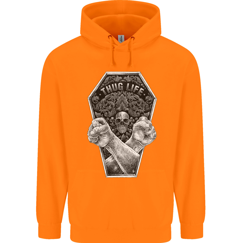 Thug Life Skulls Childrens Kids Hoodie Orange