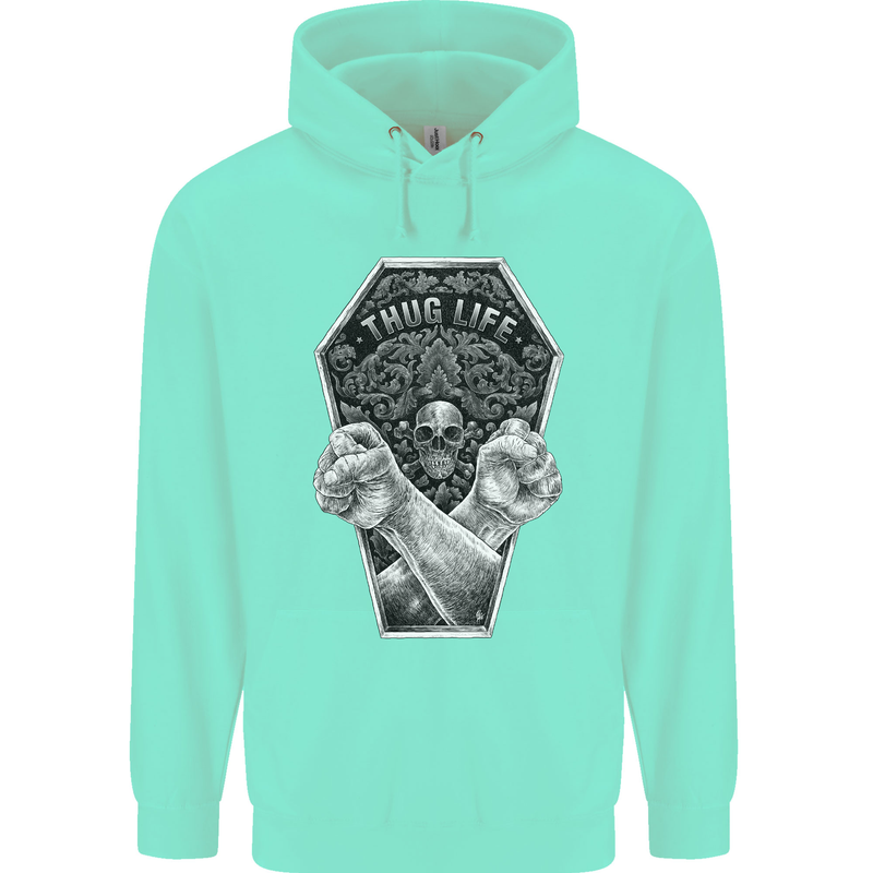 Thug Life Skulls Childrens Kids Hoodie Peppermint