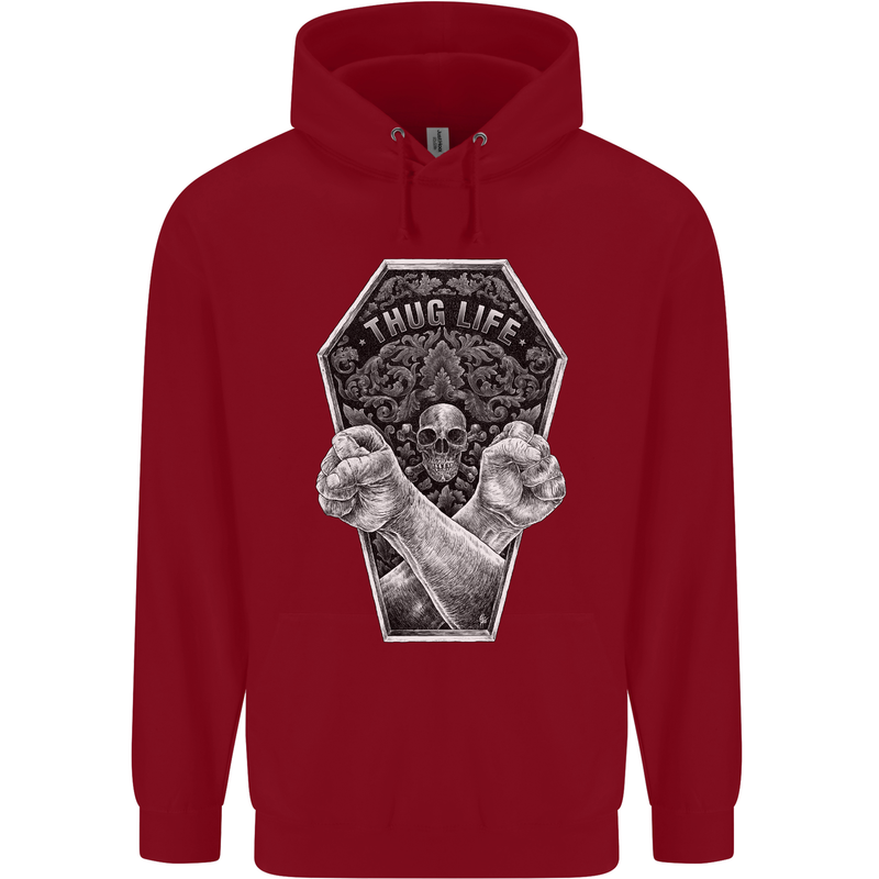 Thug Life Skulls Childrens Kids Hoodie Red
