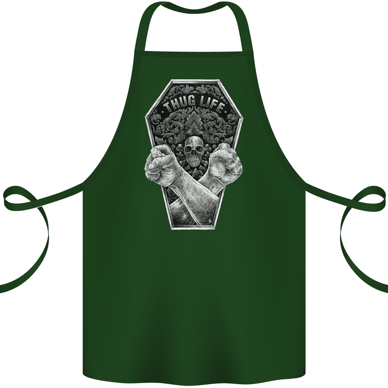 Thug Life Skulls Cotton Apron 100% Organic Forest Green
