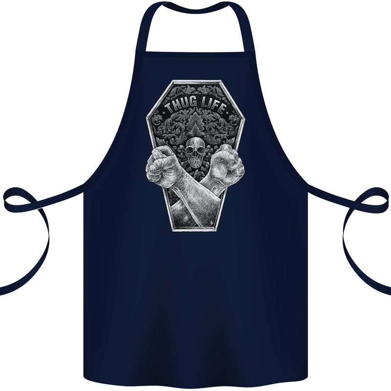 Thug Life Skulls Cotton Apron 100% Organic Navy Blue