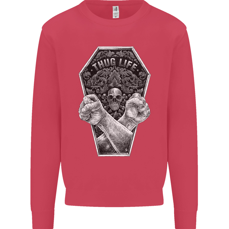 Thug Life Skulls Kids Sweatshirt Jumper Heliconia
