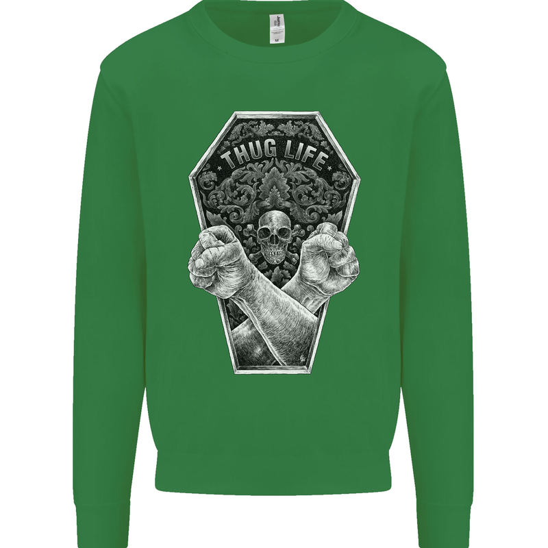 Thug Life Skulls Kids Sweatshirt Jumper Irish Green