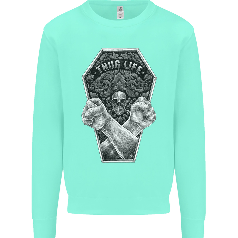 Thug Life Skulls Kids Sweatshirt Jumper Peppermint