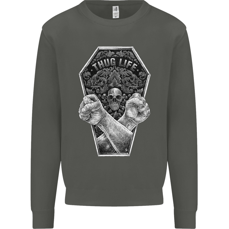Thug Life Skulls Kids Sweatshirt Jumper Storm Grey