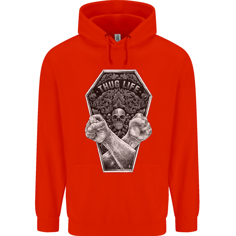 Thug Life Skulls Mens 80% Cotton Hoodie Bright Red