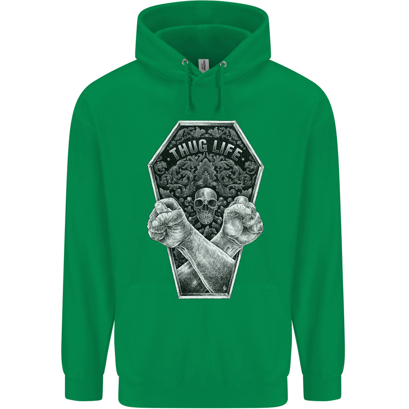 Thug Life Skulls Mens 80% Cotton Hoodie Irish Green