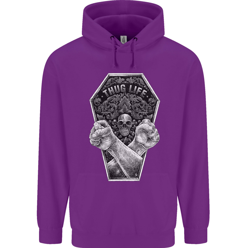 Thug Life Skulls Mens 80% Cotton Hoodie Purple