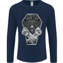 Thug Life Skulls Mens Long Sleeve T-Shirt Navy Blue