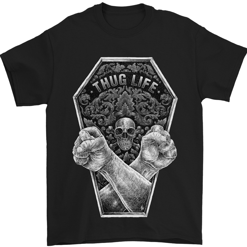 Thug Life Skulls Mens T-Shirt Cotton Gildan Black