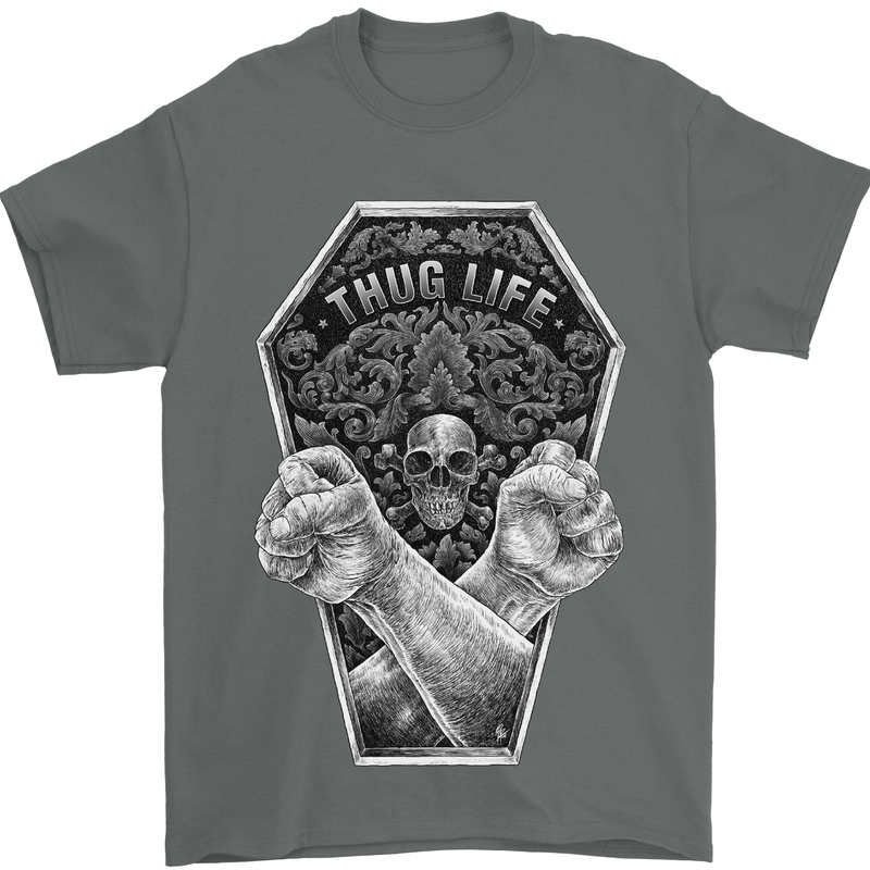 Thug Life Skulls Mens T-Shirt Cotton Gildan Charcoal
