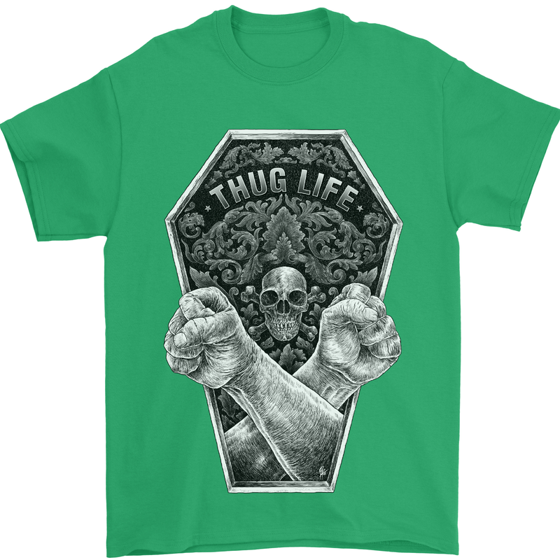 Thug Life Skulls Mens T-Shirt Cotton Gildan Irish Green