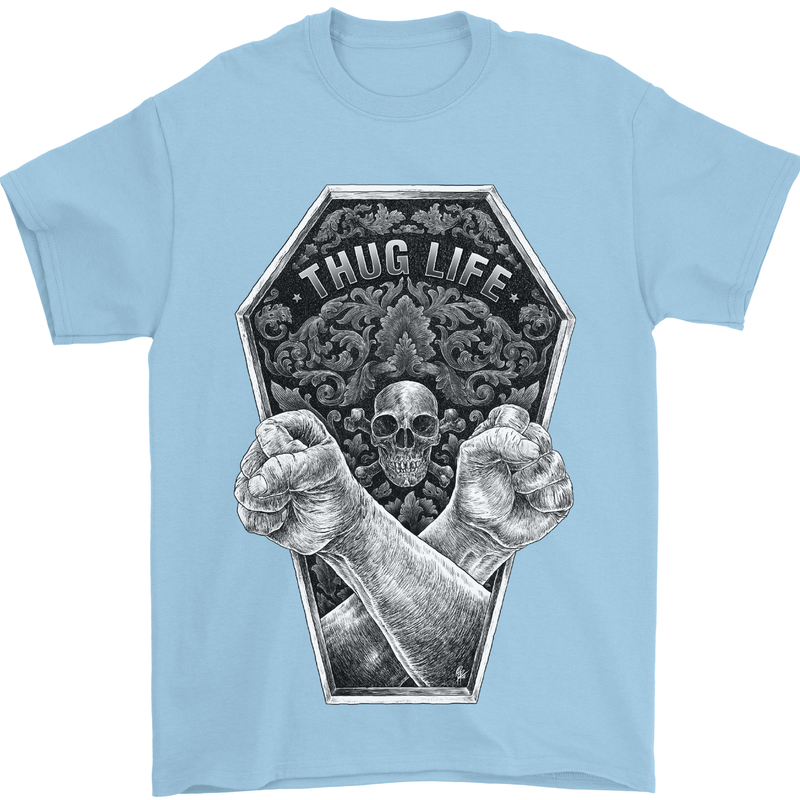 Thug Life Skulls Mens T-Shirt Cotton Gildan Light Blue