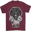 Thug Life Skulls Mens T-Shirt Cotton Gildan Maroon