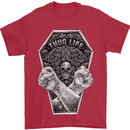 Thug Life Skulls Mens T-Shirt Cotton Gildan Red