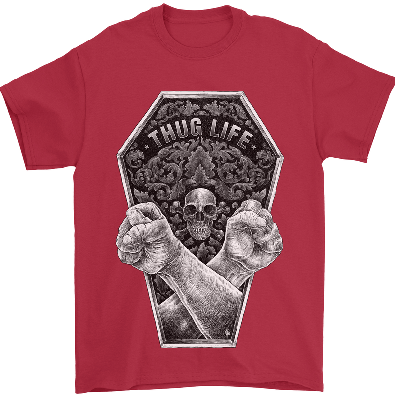 Thug Life Skulls Mens T-Shirt Cotton Gildan Red