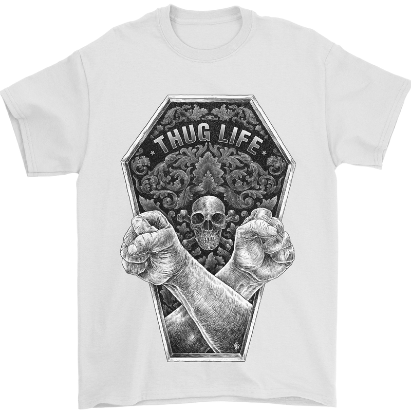 Thug Life Skulls Mens T-Shirt Cotton Gildan White